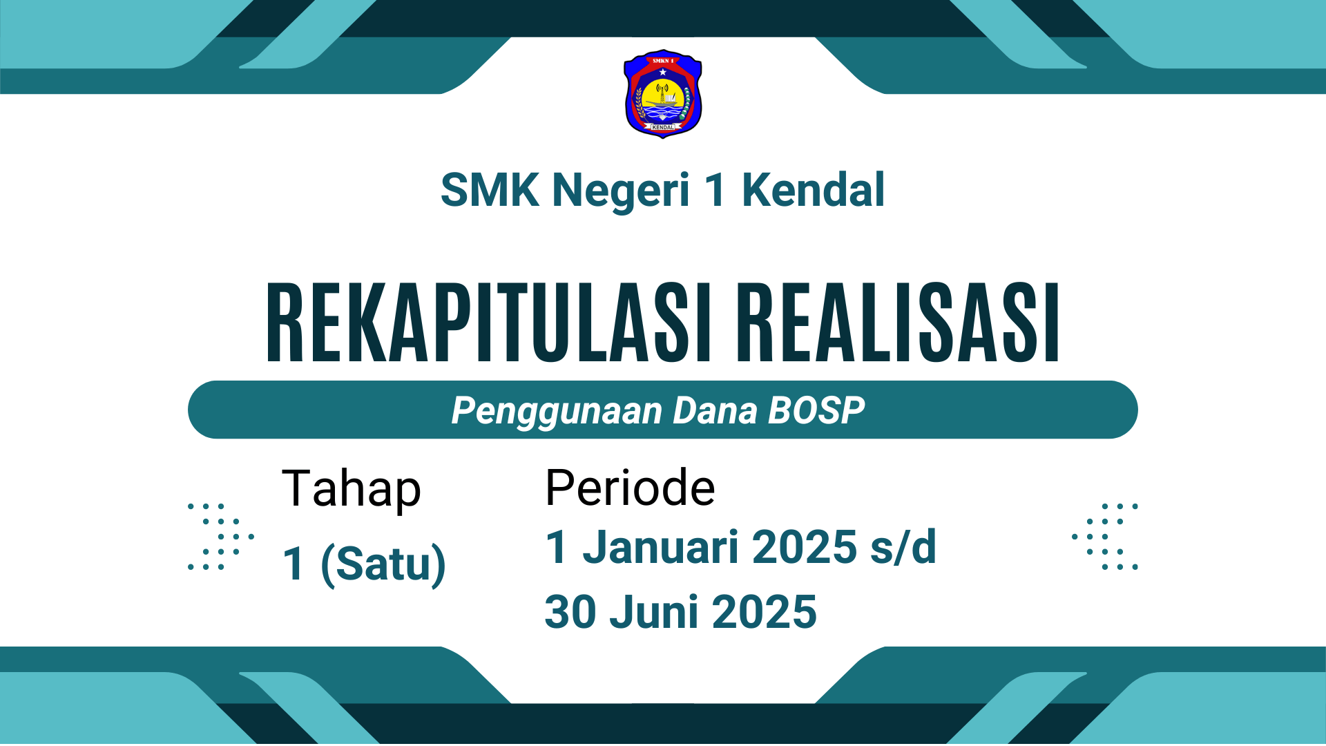 Rekapitulasi Realisasi Penggunaan Dana BOSP Periode Tanggal 1 Januari 2025 s/d 30 Juni 2025 Tahap 1
