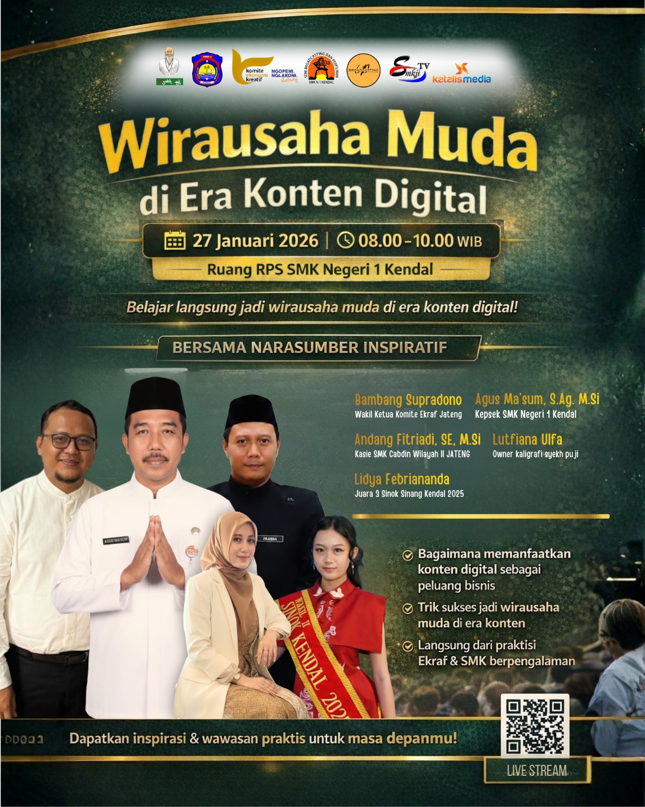 SMK Negeri 1 Kendal bertekad ciptakan pengusaha muda yang berkarakter, sukses dan mandiri dengan Content Digital